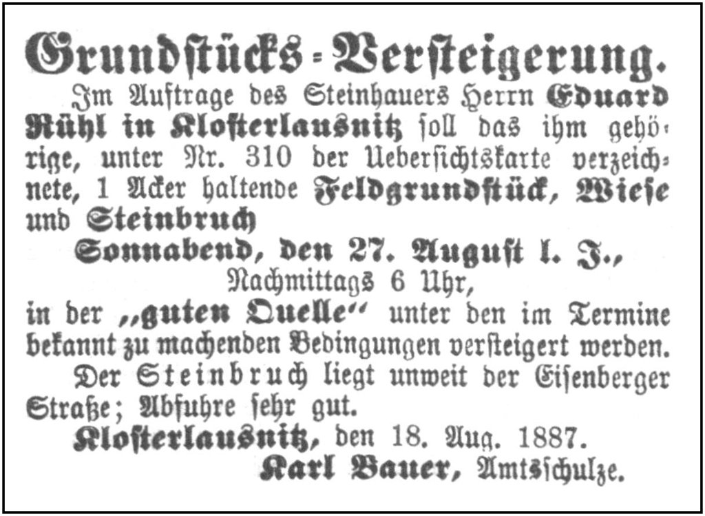 1887-08-18 Kl Versteigerung